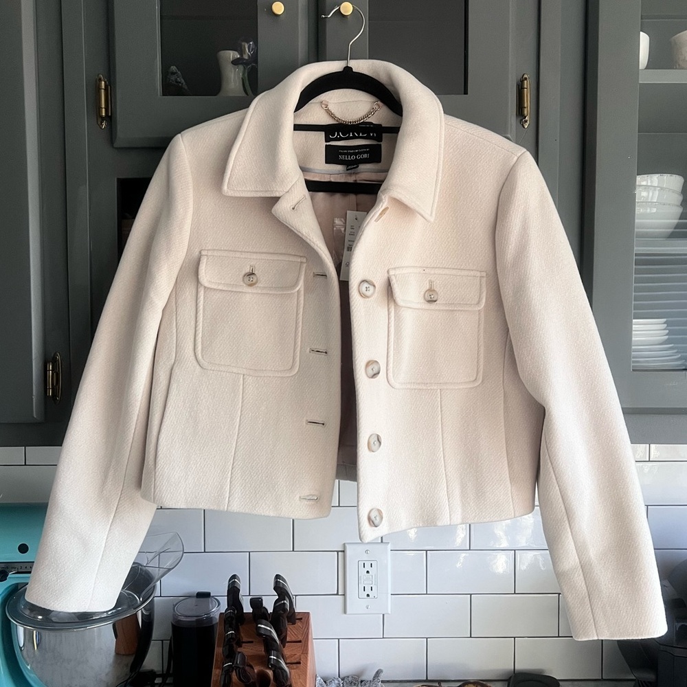 Cream wool jacket with a boxy fit, j. Crew, BRAND NEW, size 8